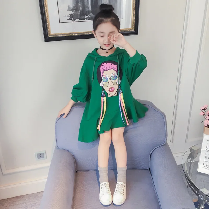 

Girls Dress 2019 Autumn New Style CHILDREN'S Sweater Skirt Cartoon Avatar Long Sleeve GIRL'S Fashion