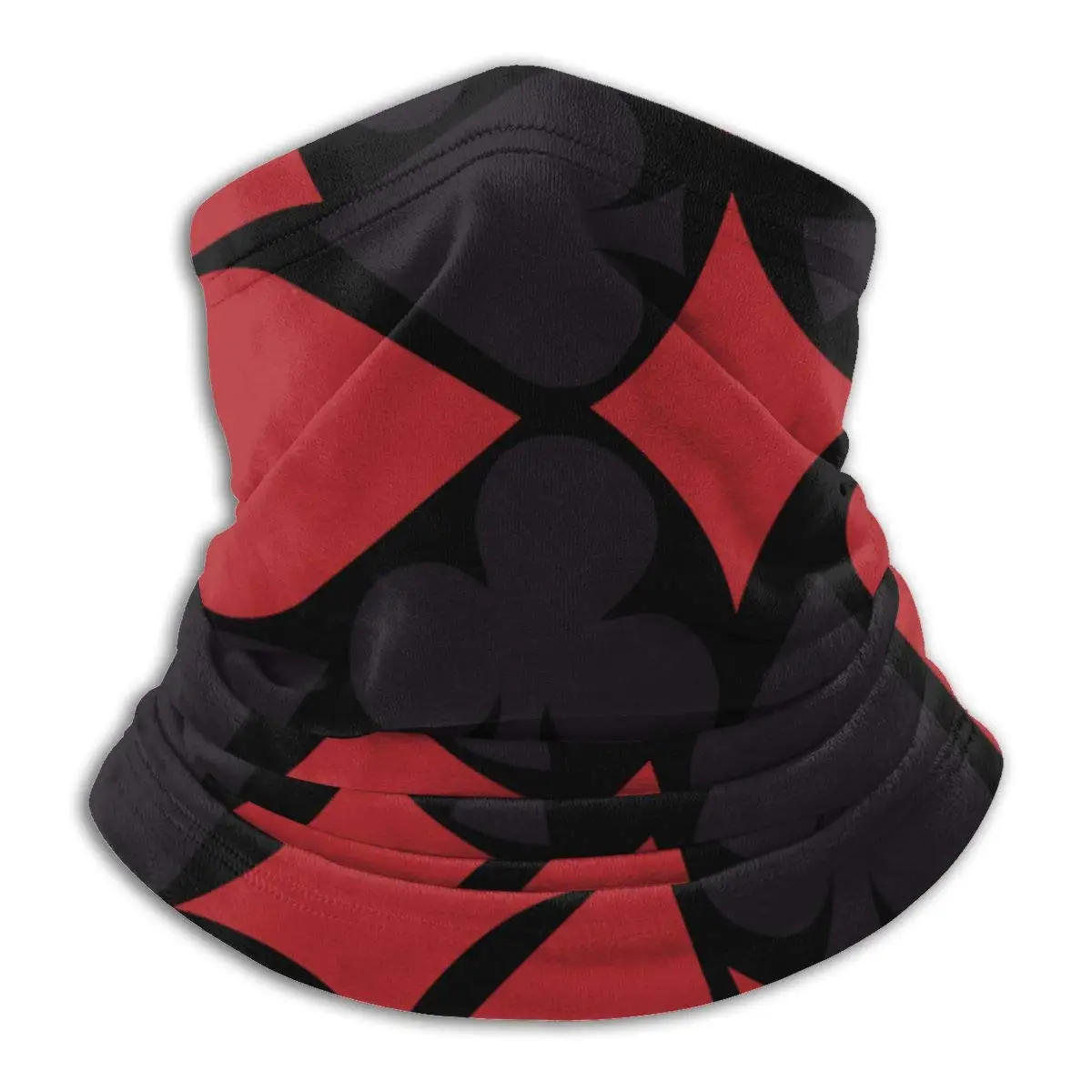 

Men & Women Multifunctional Breathable Poker Heart Square Pattern Neck Warmer Gaiter - Works as Face Scarf, Head Wrap, Beanie,