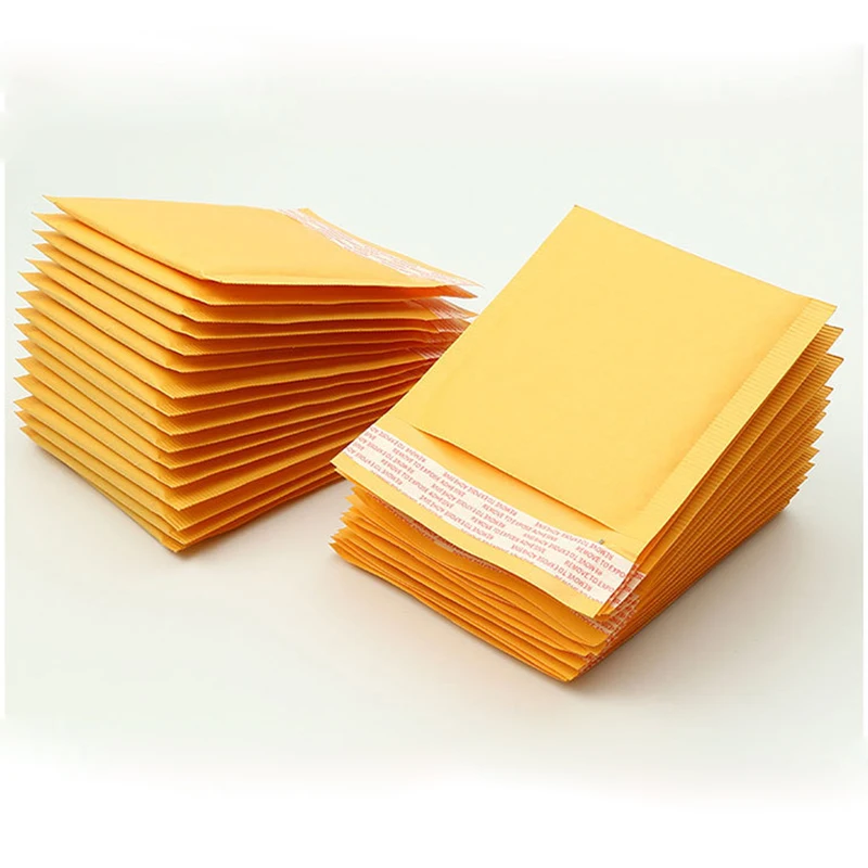 Bolsa de embalaje de regalo pequeña, sobres acolchados de burbujas para correo, suministros de negocios, color amarillo, 8 tamaños, 10 Uds.