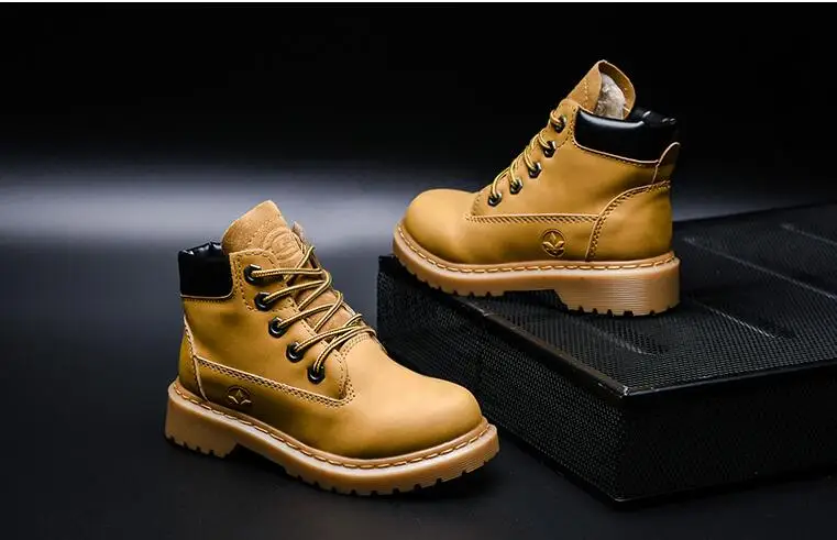 kids martin boots waterproof classic ankle boots children leather warm thicken boots boys outdoor winter antislip casual shoes