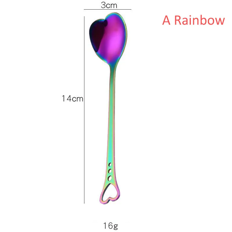 A rainbow 20 упаковок ложка в виде сердца из нержавеющей стали маленькие кофейные чайные ложки креативный свадебный подарок ложки для смешивания маленькие медовые Десертные Ложки - Цвет: A rainbow