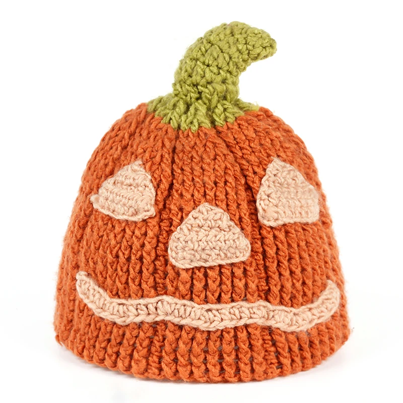 new baby hat animal knitted cotton hat children hat fashion pumpkin wool skull baby brand baby winter hat - Цвет: Orange