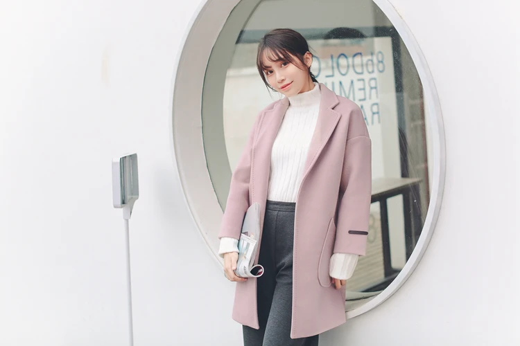 0601a# плотное шерстяное пальто средней длины с карманами для фотосессии