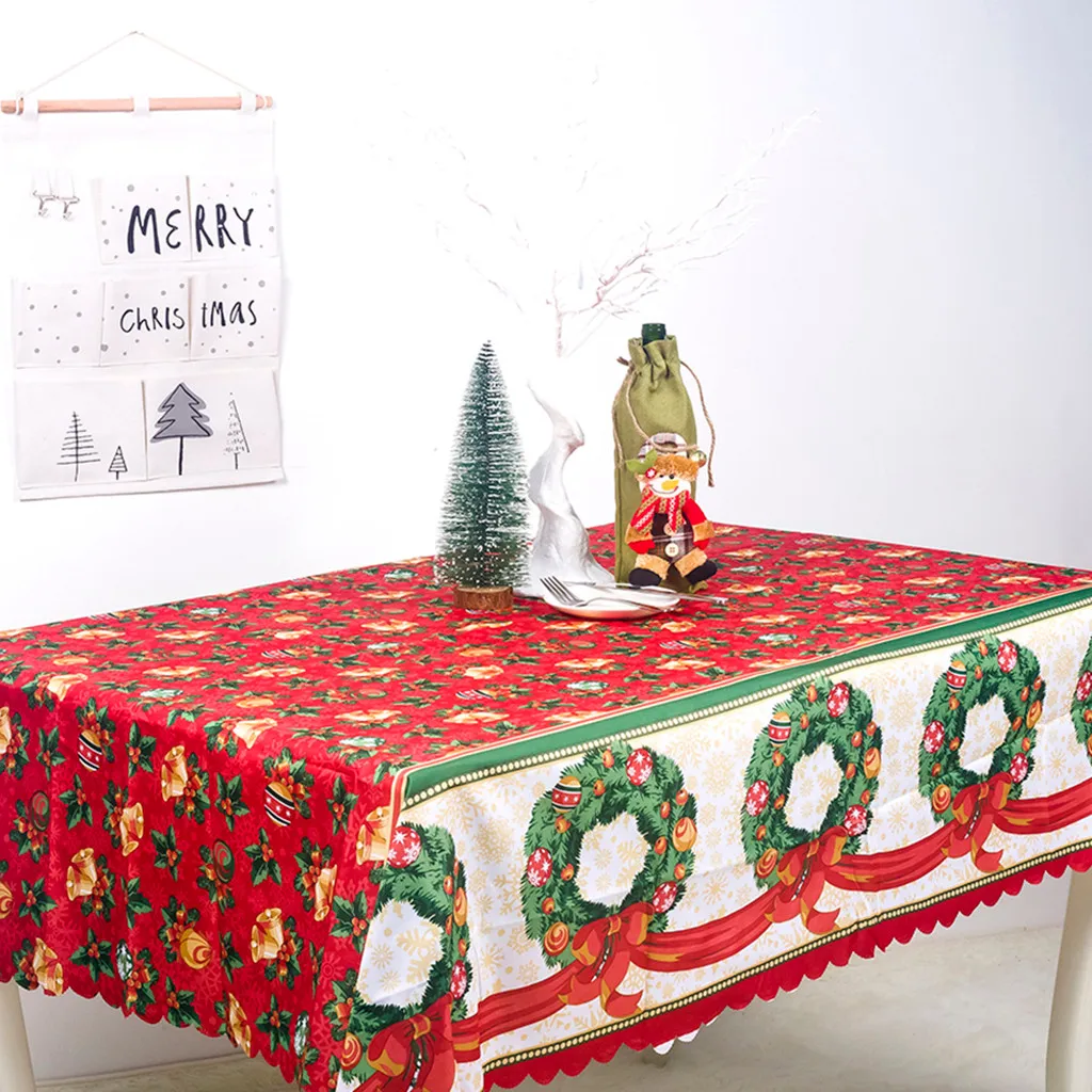 1 шт. Рождественская скатерть, Рождественская Полиэстеровая скатерть с принтом, Рождественская скатерть, противоображающая скатерть