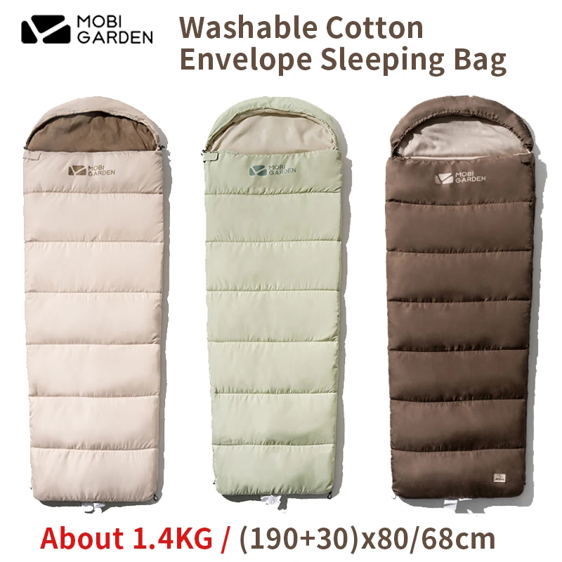 mobi-garden-xueyue-cotton-sleeping-bag-splice-1-2-person-5℃-18℃-with-cap-keep-warm-washiable-lining-mat-elasticity-quilt-soft