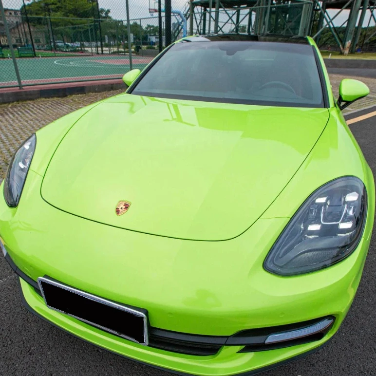 

Hot sale car stickers PVC Diamond Lemon Green Color chrome car wrap vinyl film