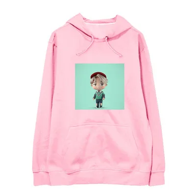 Thin section E-pink Kpop Bangtan мальчики JK RM Suga V Jhope Jin Jimin Q Версия Милая толстовка плюс бархат тонкие свободные мужчины и женщины весна и осень - Цвет: Thin section E-pink