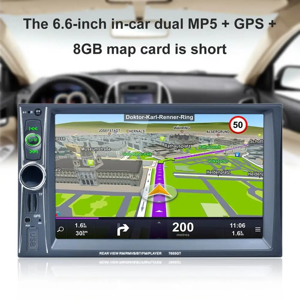 2 Din Автомобильный MP5 плеер gps Навигация стерео автомобильный аудио Радио Видео плеер 8 Гб gps карта