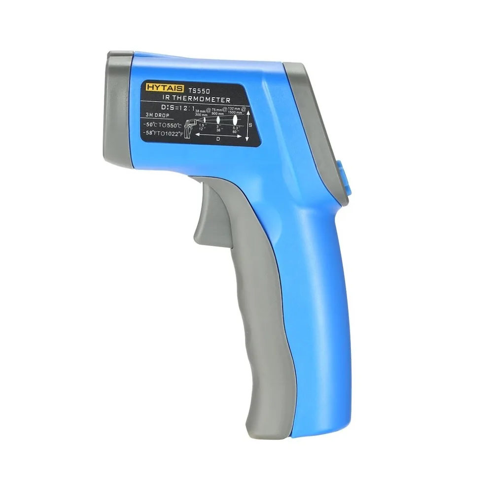 HYTAIS TS550 Digital Infrared Handheld Temperature Gun Thermometer Industrial with Non-Contact IR Laser Point LCD Backlight