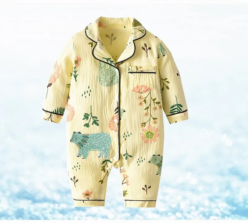 Baby Bodysuits comfotable Baby Rompers Boys Girls Sleep Play Pajamas 100% Organic Cotton Long Sleeve One-Piece Jumpsuit Button Down Newborn Sleepsuit Pjs Baby Bodysuits Fur Baby Rompers