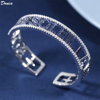 

Donia Jewelry New three-color luxury letter bracelet fashion hollow inlaid AAA zircon bracelet ladies high-grade bracelet