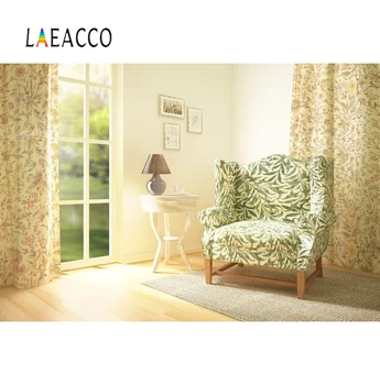 

Laeacco Living Room French Window Curtain Sofa Light Interior Scenic Portrait Photography Background Photo Backdrop Photo Studio