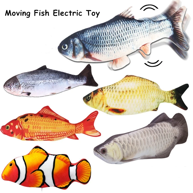 Cat Wagging Catnip Toy Fish USB Electric Charging Simulation Dancing Jumping Moving Floppy Fish Cat Toy Electronic Fish For Cats