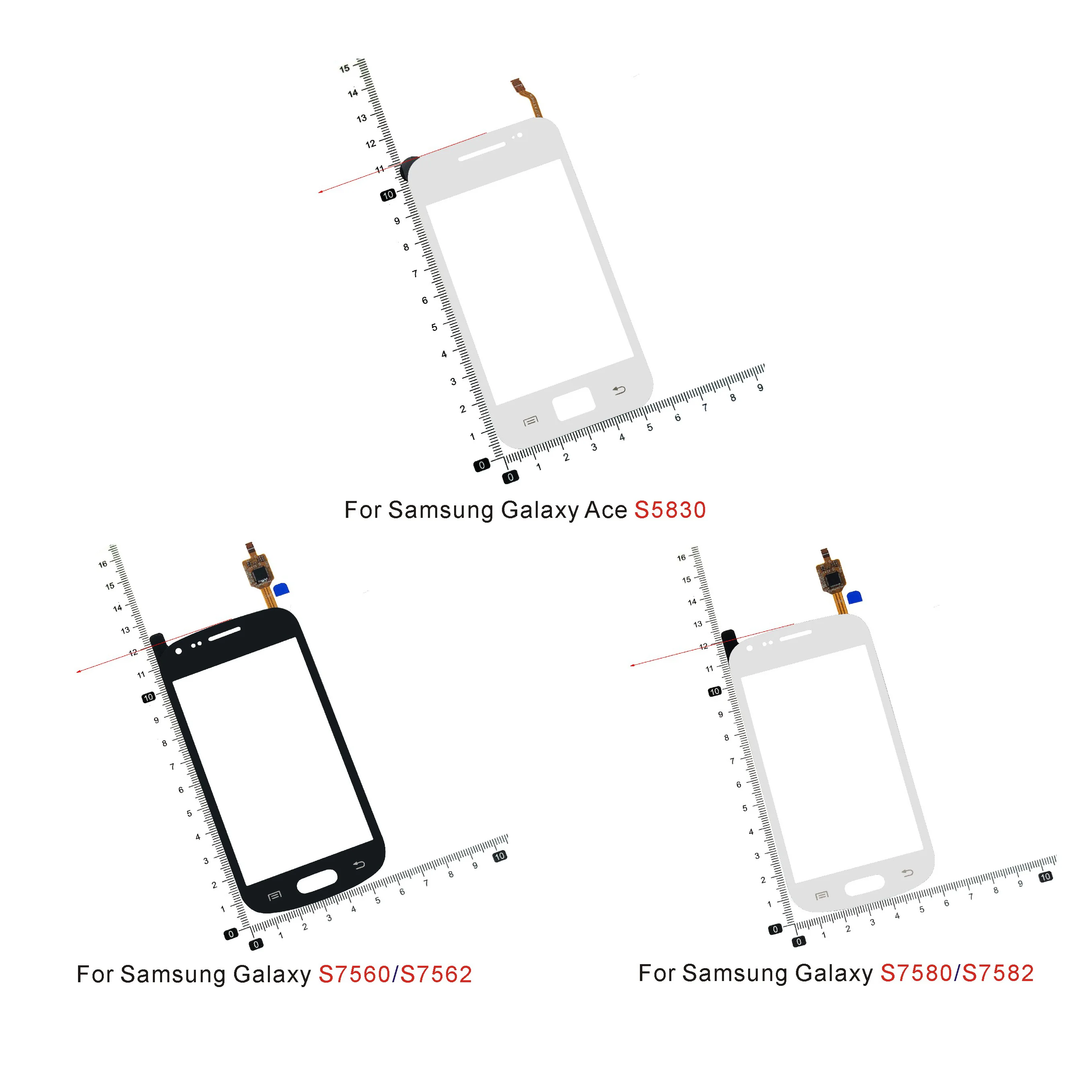 Per Samsung Galaxy Trend Plus Ace S5830 S7560 S7562 S7580 S7582 Touch Screen Digitalizzatore Pannello Frontale Esterno In Vetro