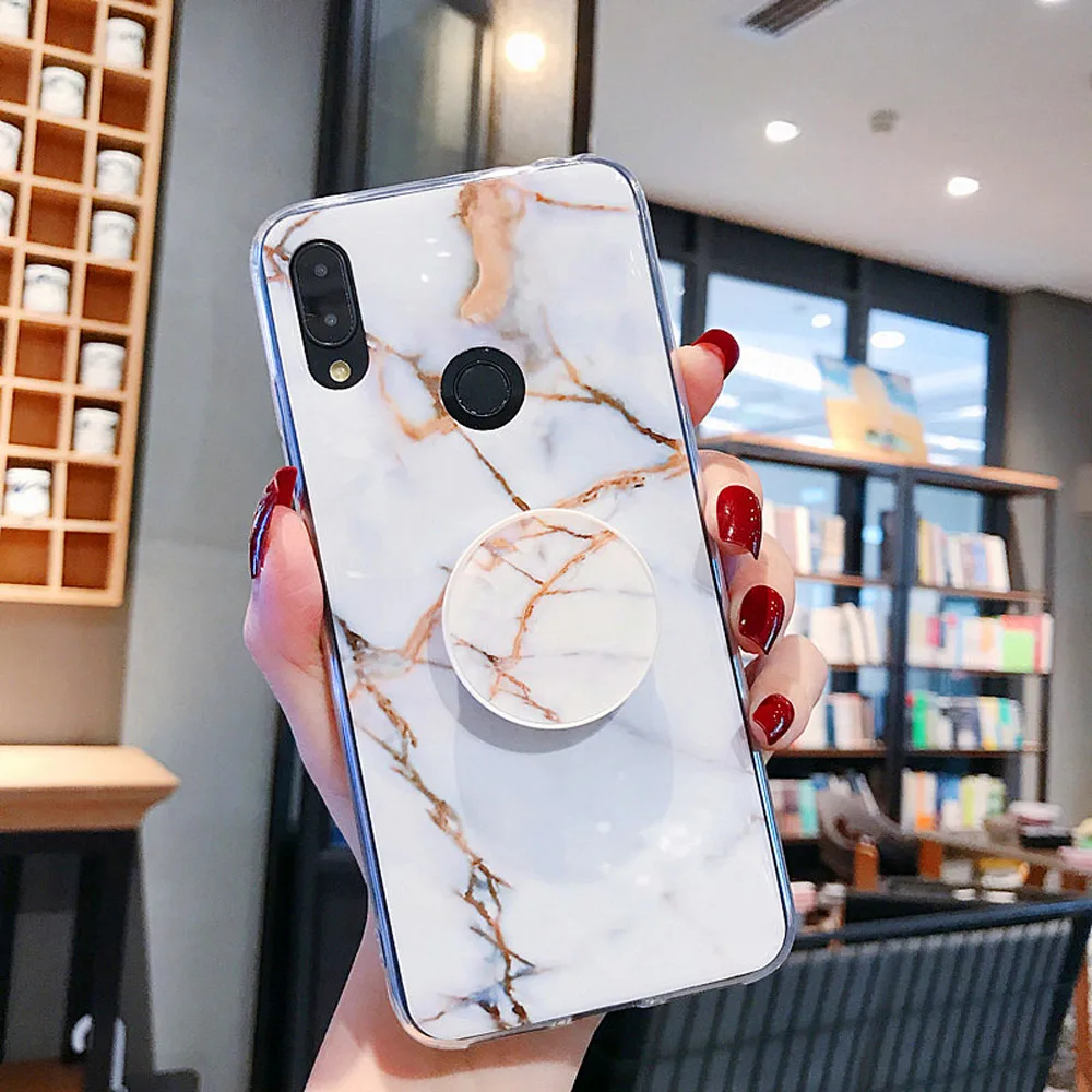 5 Мраморный чехол для Xiao mi Red mi Note 7, 8, чехол, роскошный кукольный держатель, чехол для mi 9, кольцо, мягкий ТПУ чехол, красный mi Note 6, чехол - Цвет: 5