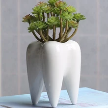 Белая зуб керамическая ваза цветочные горшки плантаторы Креативный дизайн зуба Настольный Декор садовые горшки зубная ваза