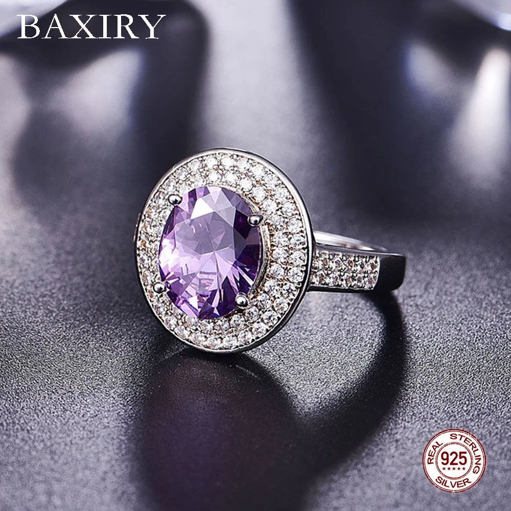 Trendy Engagement Ruby Ring 925 Sterling Silver Rings For Women Gemstone Ring Fine Natural Amethyst ring Cocktaill Party
