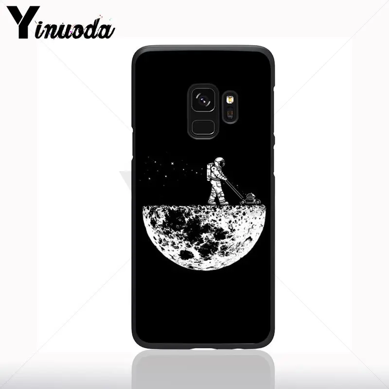 Ruang Bulan Astronot Hitam Cell Phone Case untuk Samsung Galaxy S10plus S9 Plus S8plus S10E A50 A70 A10 Kasus Ponsel