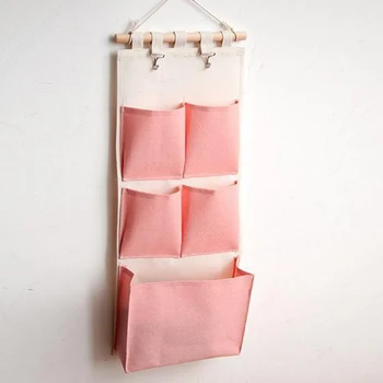 

2020 New Door Hanging Storage Bag 4 Pocket Hanging Bag Multi-layer Wall Door Cotton Fabric Wall Hanging Hanging Storage Bag
