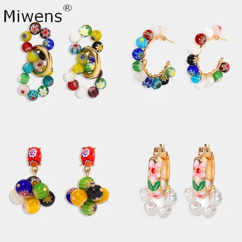 

Miwens 2020 Bauble Bar Colorful Beads Dangle Earrings For Women Handmade Beaded Statement Pendant Earrings Female Party Jewelry