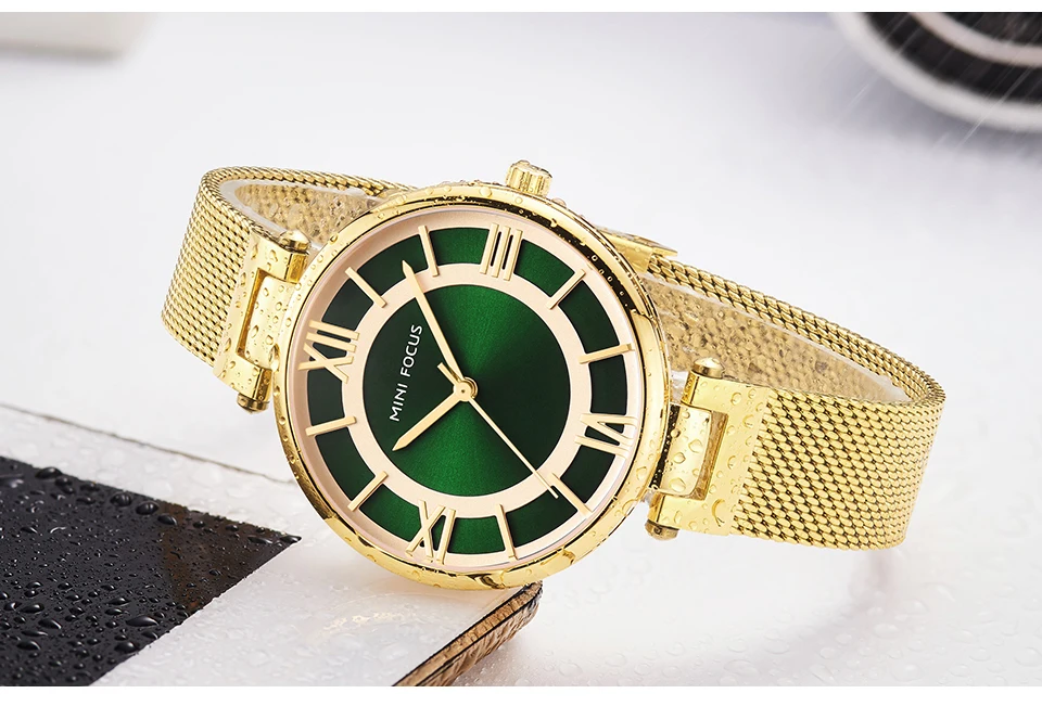 Бренд minifocus женские часы водонепроницаемые розовое золото из нержавеющей стали с сетчатым ремешком Роскошные модные кварцевые женские часы Relogio Feminino