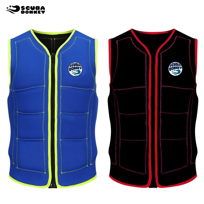 Outdoor Adult Floating Jacket Fishing Life Vest Neoprene Black Blue