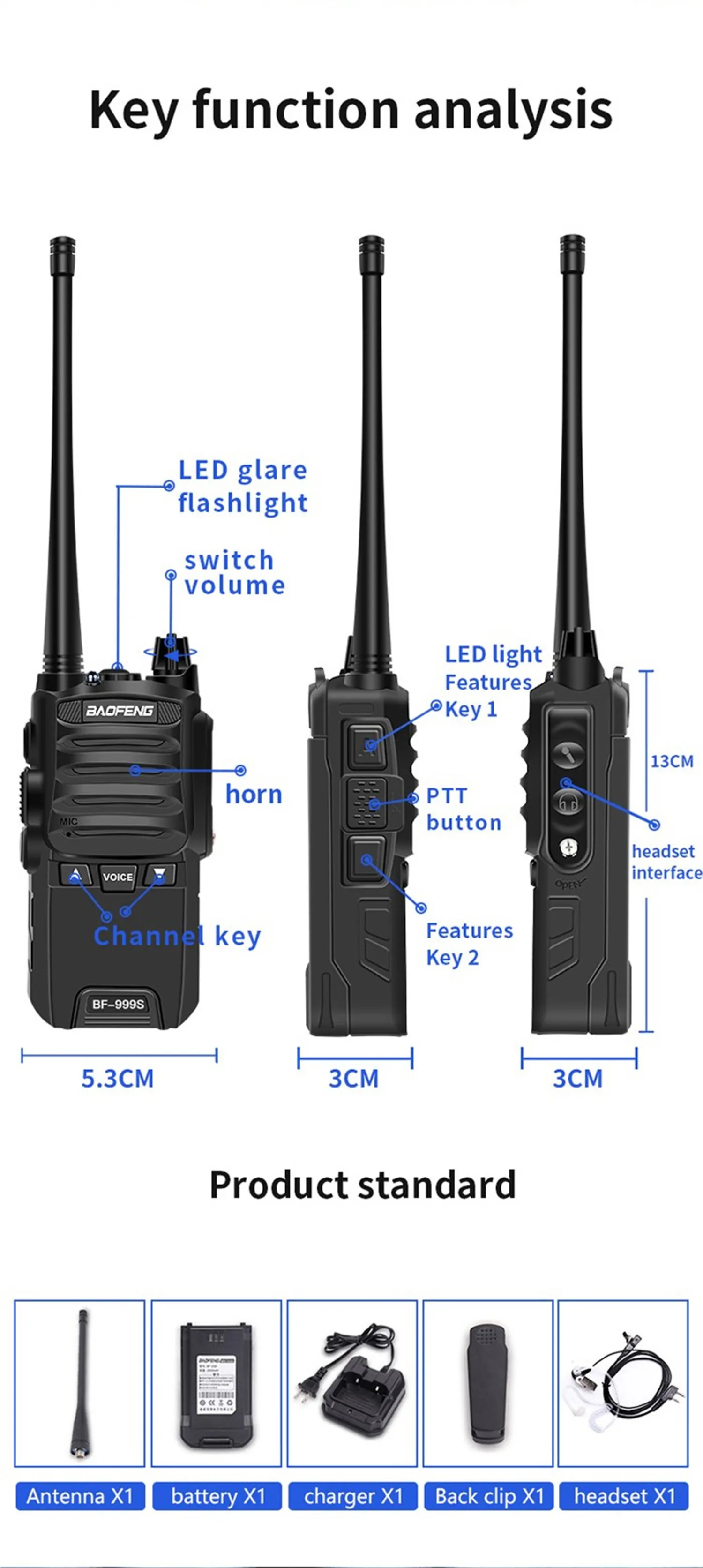 2 шт./лот BF-999S рация Baofeng 8 Вт/5 Вт 4200 мАч трансивер портативный двухстороннее радио обновление BF-888s