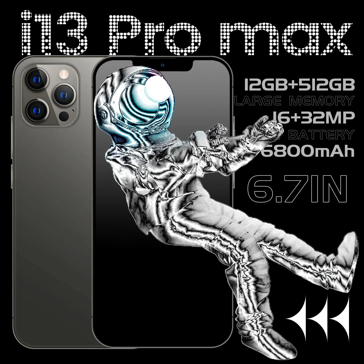 Teléfono Inteligente I13 Pro max 4G LTE 5G, versión Global, 6,7 pulgadas, identificación facial, 12GB de RAM, 512GB de ROM, 16 + 32MP, 6800mAh - Imagen 2