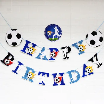 

1set New Football theme Banner Happy Birthday Flag Party Happy Supplies Birthday Party Decoration Soccer Fans World Favor