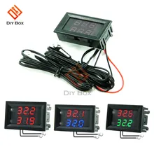 Mini termómetro Digital de doble pantalla DC 4V-28V, con doble NTC, impermeable, sonda de Metal, probador de Sensor de temperatura para interior de habitación de coche