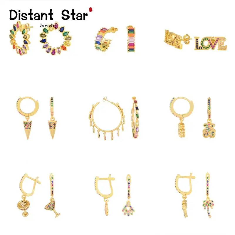 Европейские радужные серьги-капли ювелирные изделия для женщин золотые медные