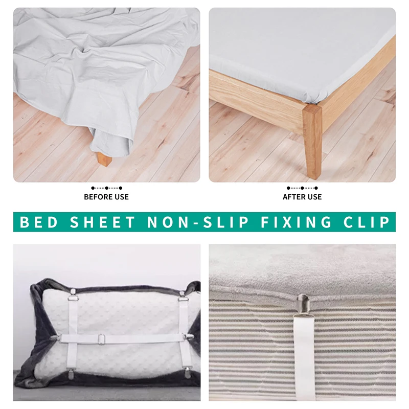 Elastic Bed Sheet Grippers Belt Fastener Bed Sheet Clips Mattress Cover Blankets Quilt Holder Textiles Organize Gadgets 1pc