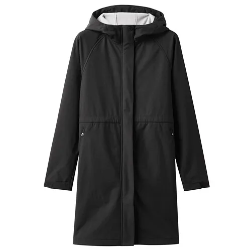 Giordano Женская куртка с флисовой подкладкой длинное пальто с капюшоном значок молния спереди Chaquetas Mujer зимние теплые куртки 05379654 - Цвет: 09Black