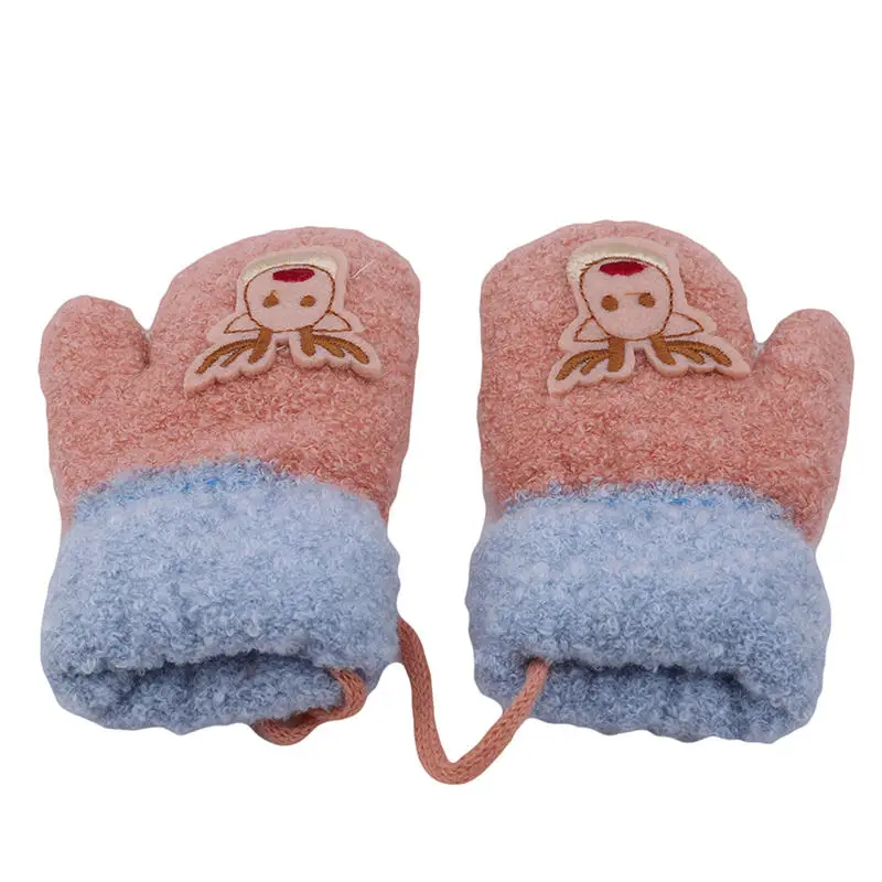 Pink Модные детские рождественские толстые перчатки, теплые зимние вязаные перчатки, варежки, рождественские перчатки для мальчиков и девочек - Цвет: Pink