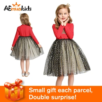 

1-5Years Toddler Baby Kid Girls Dress Long Sleeve Bling Star Tulle Tutu Party Dresses For Girls Autumn Winter Costumes Clothes