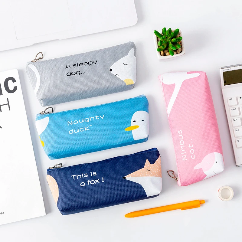 Estuche de lápices de dibujos animados de animales, bolsa de papelería lona, estuches escolares para bolígrafos para niños, bolsa kawaii para bolígrafos para estudiantes, suministros escolares|Bolsas para lápices| - AliExpress