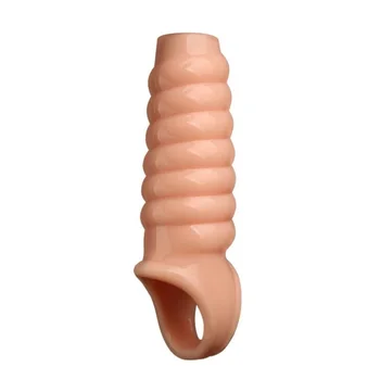 Flesh Men Delay Lock Sperm Fine Male Condom Penis Extender Sleeve Erection Enhancer Dick Cock Ring Sex Toys Intimate Goods 4