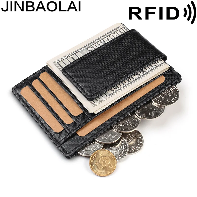 

Leather Ultra-thin RFID Wallet Hot-selling Fashion Short Wallet Money Clip Wallet Unisex Dollar Clip Layer Leather Buckle Wallet