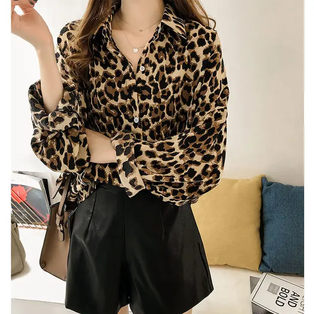 Женские рубашки с леопардовым принтом новинка осенне зимние