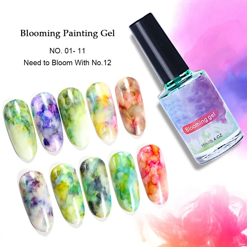 Billig 12Pcs Quick Dry Nagel Fleck Farbstoff Pigment Nagel Gel Lack Aquarell Blumen Blooming Farbe Gradienten Lack Nagel Kunst Dekoration