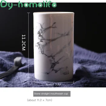 

European-style Creative Black White Gray Marble Pattern Ceramic Wash Cup Home Hotel Bathroom Supplies Bone China Brushing Cup