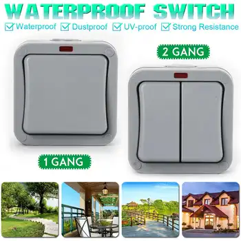 

Outdoor IP66 Waterproof Light Switch Dust-proof Outdoor External Wall Switch 1/2 Gang Push Button Power Wall Switch Socket