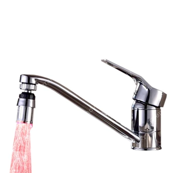 

Drop shipping Facotry direct sale Single Red color kitchen faucet with light with adaptors
