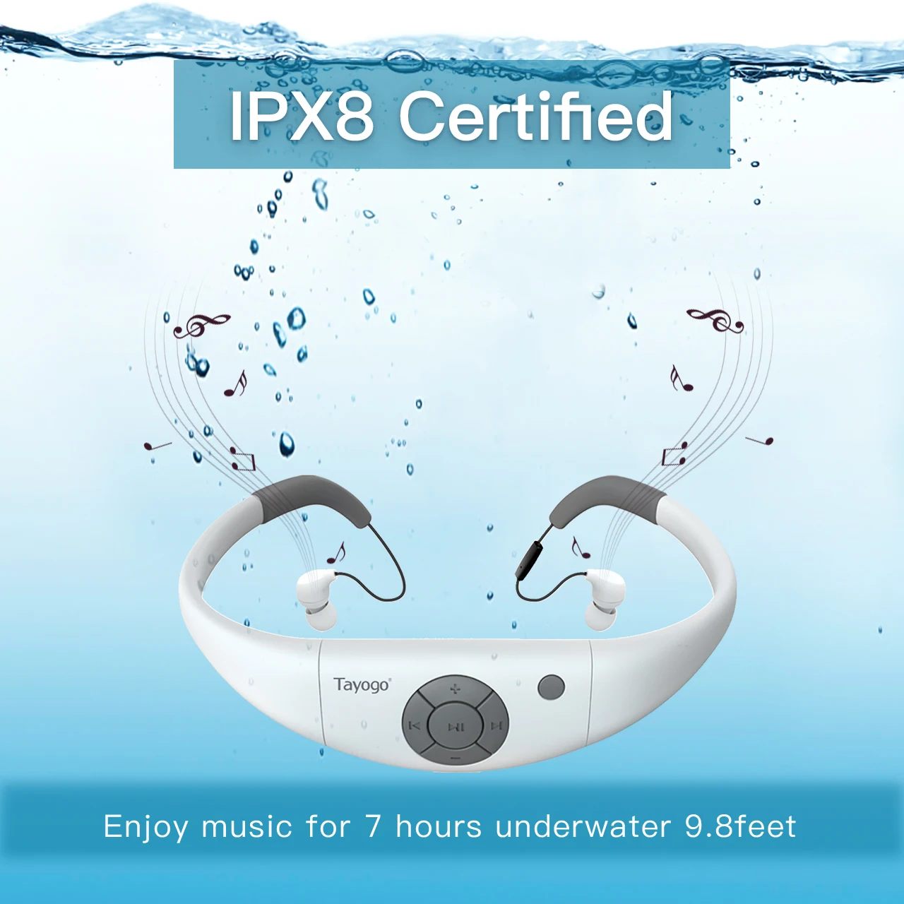 Tayogo W12 HIFI гарнитура для плавания MP3 музыкальный плеер с Bluetooth FM радио шагомер IPX8 водонепроницаемые наушники спортивные mp3-плеер