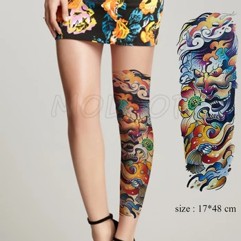 

Full Arm Waterproof Temporary Tattoo Sticker Color Myth Prajna Wave Lotus Fake Tatoo Flash Tatto Body Art for Man Woman