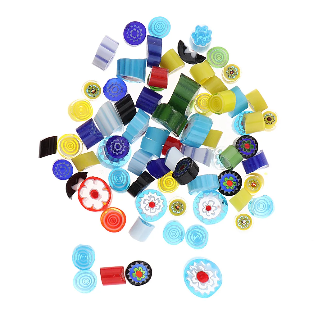 20g /Pack Millefiori Glass/ Fusing Glass Loose Beads -Lampwork Crafts Art Glass DIY With Fresh Color And Floral Design