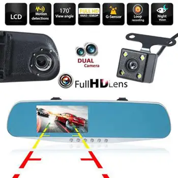

HD Full Cyclic Recording 4.3inch Night Vision Car DVR Detector Camera Drive Rearview Mirror Digital Video Dash Cam gps tracker