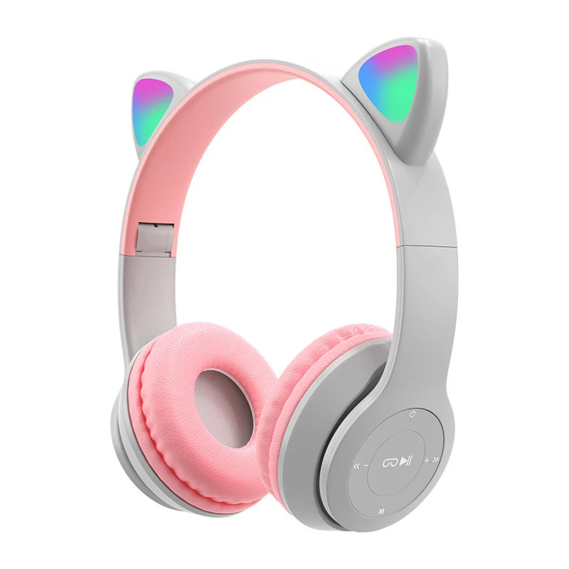 wireless headphones Bluetooth LED Cute Cat Ears Wireless Headphones With Mic Can Control For PC Kid Boy Girl Stereo Music Helmet Phone Headset Gifts headphones with microphone