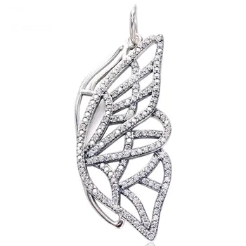 

925 Sterling Silver Bead Charm Sparkling New Beginning Butterfly With Crystal Necklace Pendant Fit Pandora Bracelet Diy Jewelry