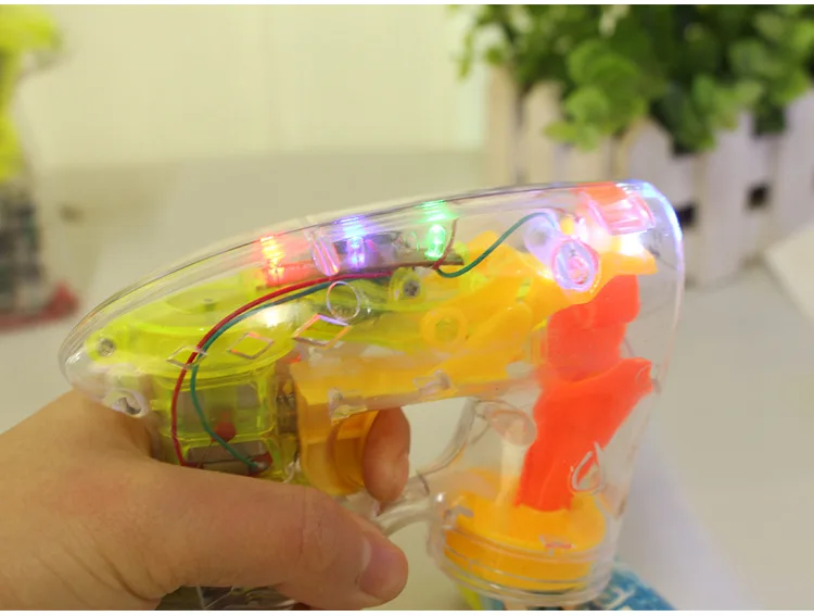 X Hot Selling Electric Bubble Gun Transparent Fully Automatic Three-Lamp Shining Blowing Bubbles Light Bubble Gun